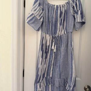 blue island Navy and White Striped Summer Dress